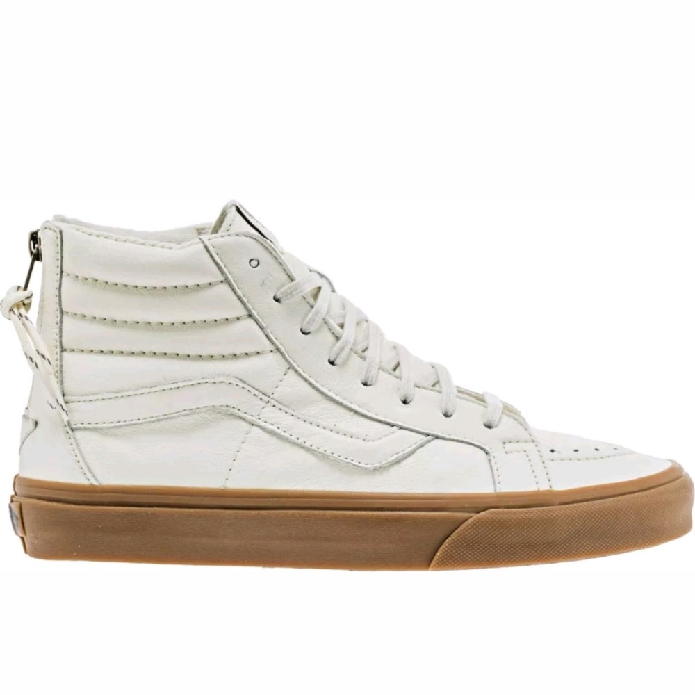 Vans sk8 hi zip leather size 11 white gum Vans